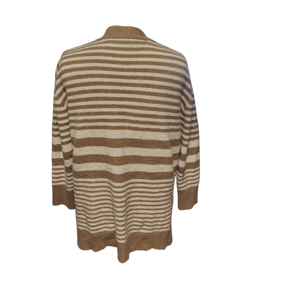 Ava & Viv long sleeve v neck tan and white striped sweater, size 1x - Picture 2 of 5